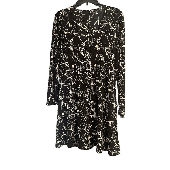 New Nine West Long Sleeve Wrap dress Size XXL Black &  White Casual Fancy - Picture 2 of 8